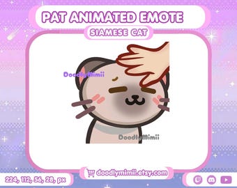 Animated Siamese Cat Head Pat Emote: Twitch Discord YouTube Kick Streamer GIF (Digital Download)