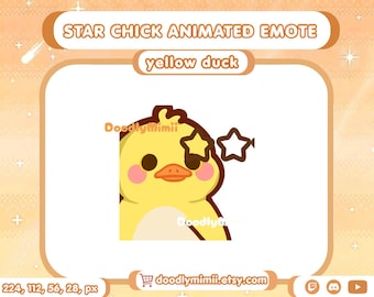 Animated Yellow Chick Five Star Emote: Twitch Discord Kick GIF (Digital Download)