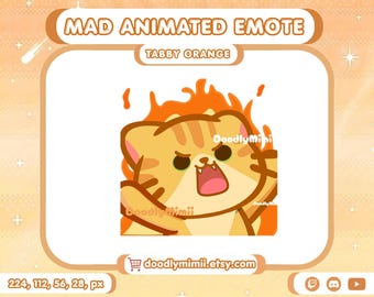 Animated Angry Orange Tabby Cat Emote: Twitch Discord Kick GIF (Digital Download)