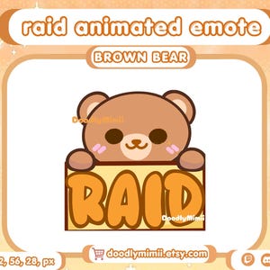 Animated Raid Brown Bear Emote: Twitch Discord YouTube Kick Streamer GIF (Digital Download)