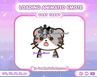 Animated Tabby Cat Loading Emote: Twitch Discord YouTube Kick Streamer GIF (Digital Download)
