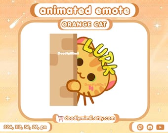 Animated Lurk Orange Cat Emote – Twitch Discord YouTube (Digital Download GIF)