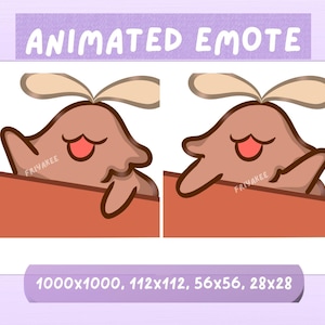 May include: Animated emote featuring a cartoon character with a brown body, tan ears, and a red mouth. The character is peeking over a red surface. The text "Animated Emote" is at the top, and size dimensions are at the bottom.