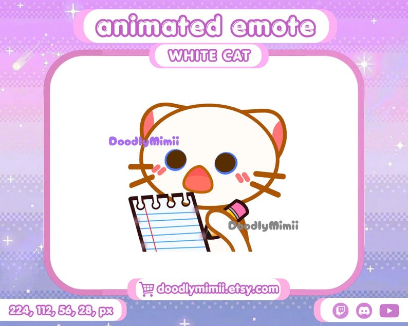 Animated Taking Notes Emote – Twitch Discord Youtube (digital Download ...