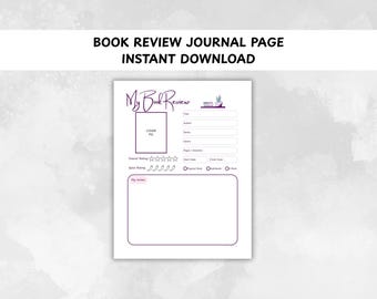 Book Review Journal Page | Instant Download PDF