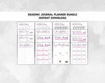 Book Reading Journal PDF Bundle: Printable Planner Insert Pages (Instant Download)