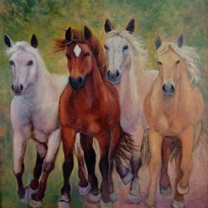 Impressions de chevaux personnalisées avec enveloppe. L'impression peut être utilisée comme carte de correspondance ou carte postale.