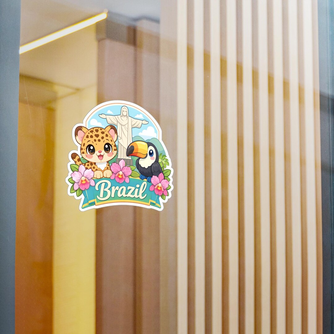 Brazil Cute Animal Decal, Kawaii Brazil Travel Badge Vinyl Sticker ...