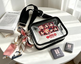 Borsa a tracolla trasparente BTS ARIRANG World Tour, borsa trasparente per concerti Kpop, borsetta trasparente approvata per gli stadi, regali per concerti K-Pop