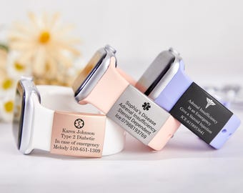 Personalized Medical Alert ID Tag,Engraved Alert ID Tag for Watch Band,Emergency Contact Tag,ID Charm for Allergy Conditions,Health Id Tags