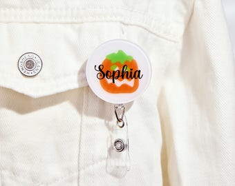 Porta credenciales personalizado de Halloween, diseño de calabaza y fantasma.