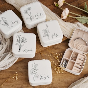 Portagioielli da viaggio personalizzato, piccolo organizer quadrato per orecchini, scatola regalo per damigelle d'onore per sorella, amica