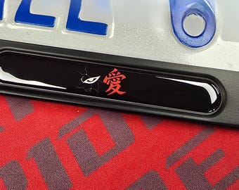Anime License plate frame with cover and plate bolt Gaara &quot;love&quot; 愛 tattoo