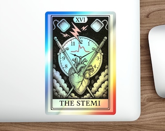 Pegatina holográfica de Tarot "The STEMI" para EMS / Vinilo troquelado único para personal de primera respuesta/paramédicos, regalos para paramédicos, tarot, cardiólogos y electrocardiogramas