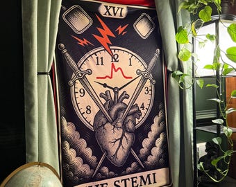 Tarot "The STEMI" Single Sided 36 x 60 Fabric Flag for Paramedics, Nurses, Cardiologists, Medical Providers