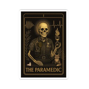 Pegatinas troqueladas de esqueleto "El Paramédico" del Tarot EMS / Ambulancia, Servicio Médico de Emergencia, Servicio de Emergencias Médicas, Regalo para personal de primera respuesta, Pegatina para exhibir imagen 2