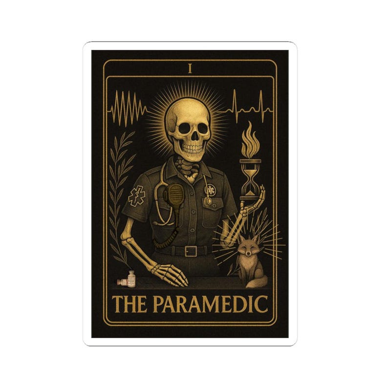 Pegatinas troqueladas de esqueleto "El Paramédico" del Tarot EMS / Ambulancia, Servicio Médico de Emergencia, Servicio de Emergencias Médicas, Regalo para personal de primera respuesta, Pegatina para exhibir imagen 2