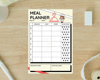 Planificador de comidas en formato PDF: plantilla digital de preparación de comidas para planificar comidas semanales, mensuales y saludables con organizador de recetas y rastreador de presupuesto