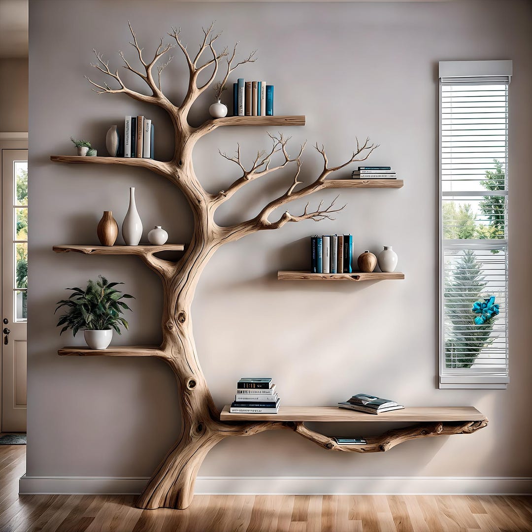 Artisan Tree Branch Bookshelf A Rustic and Sophisticated Choice. - Etsy