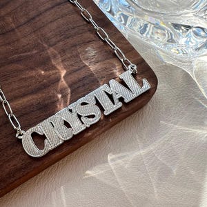 Nameplate Necklace: Custom Sterling Silver Pendant with Paperclip Chain, Personalized Jewelry Gift