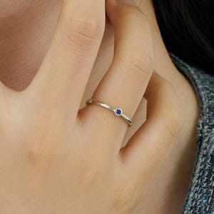 Custom Sterling Silver Birthstone Ring: Minimalist Zircon Gem