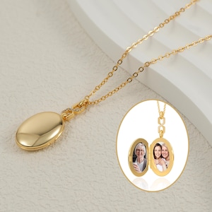 Custom Engraved Locket with Photo (up to 2) Inside: Custom Engraved Words/Fingerprint Locket, Oval Memorial Locket with Picture