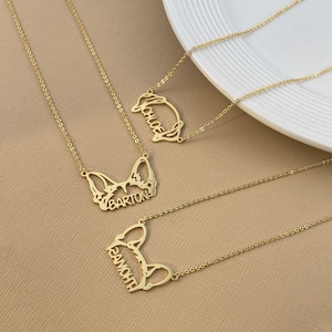 Personalized Dog Ear Name Necklace: Dog Name Necklace, Pet Memorial Gift, Dog Lover Gift, Gift for Dog Mom, Dog Loss Gift, Dog Necklace