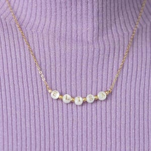 Collar con nombre de nácar: collar con letras de concha, collar con nombre con cuentas, collar con nombre de concha de nácar