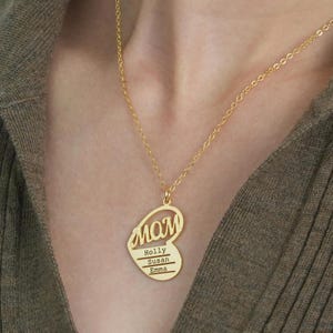 Personalized Mom Heart Necklace: Sterling Silver Family Name Pendant