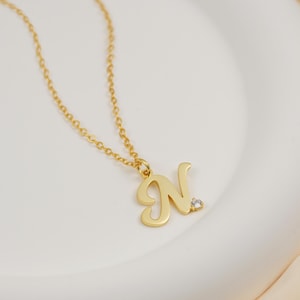 Colgante de letra personalizado con circonita cúbica: collar con inicial, delicada joyería personalizada, collar minimalista con monograma, regalo para ella