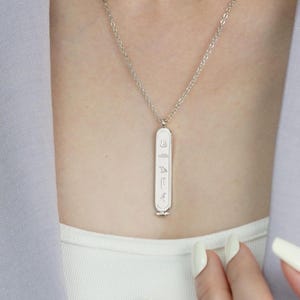 Egyptian Hieroglyphic Name Necklace: Egyptian Cartouche Necklace, Custom Cartouche Necklace, Egyptian Name Necklace