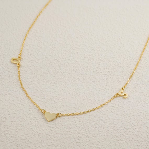 Personalized Sterling Silver Couples Initial Heart Charm Necklace