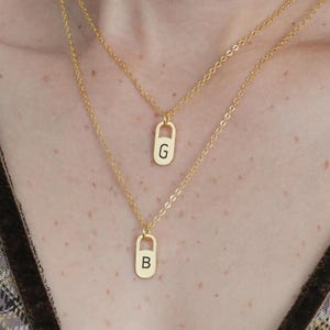 Collar con inicial personalizado (hasta 5 etiquetas): collar con letra personalizada, collar con inicial en plata de ley, collar con dije de inicial
