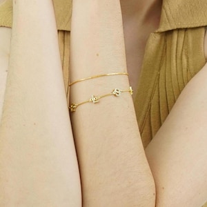 Pulsera personalizada con nombre o inicial: pulsera con nombre, pulsera con letra personalizada, pulsera con nombre chapada en oro, pulsera con nombre en plata