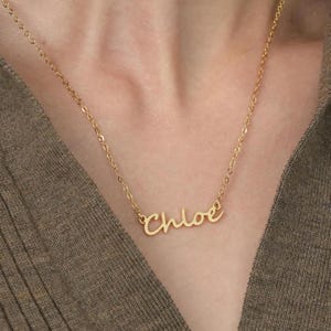 Script Name Necklace: Custom Handwriting Gold Plated Name Necklace, Personalized Name Necklace, Gift for Her, Dainty Name Necklace