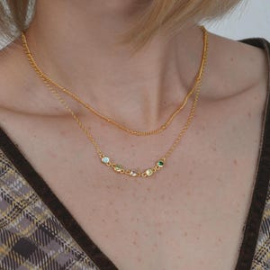 Custom Multiple Birthstone Necklace – 1 to 8 Round Bezel Set Stones, Family Necklace, Gift for Mom, Personalized Jewelry