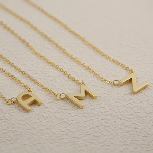 Collar con letra de globo en plata de ley: colgante con inicial abultada, collar con inicial con fuente 3D personalizada, regalo para ella, pieza llamativa y moderna.