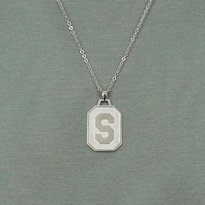 Collar con inicial personalizado para hombre: colgante octagonal con letra en relieve, collar con letra para hombre, regalo para él