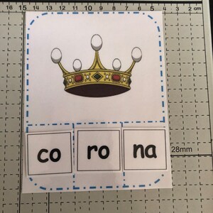 Tarjetas de palabras de sílabas.