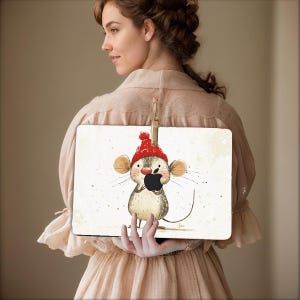 Custodia MacBook con motivo a topo in cartone, copertina artistica per Mac Air Pro M4 M3 M2 M1 2025