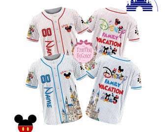 Personalize Disney Family Vacation 2025 Baseball Jersey, Disney Family Matching Shirts, Mickey Minnie Shirt, Disney Castle, Disney Trip 2025