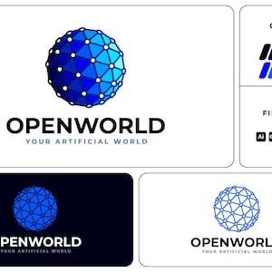Open World - Network Sphere Logo - Sleek Globe Logo for Tech, Trade, and Beyond