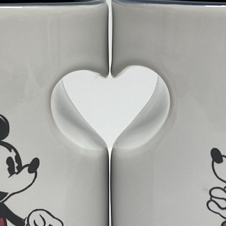 Disney Parks Interlocking Je t'aime I Love You Minnie & Mickey Mouse XOXO Mugs image 5