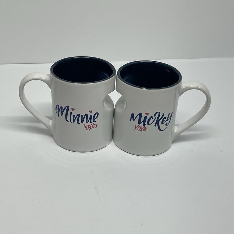 Disney Parks Interlocking Je t'aime I Love You Minnie & Mickey Mouse XOXO Mugs image 4