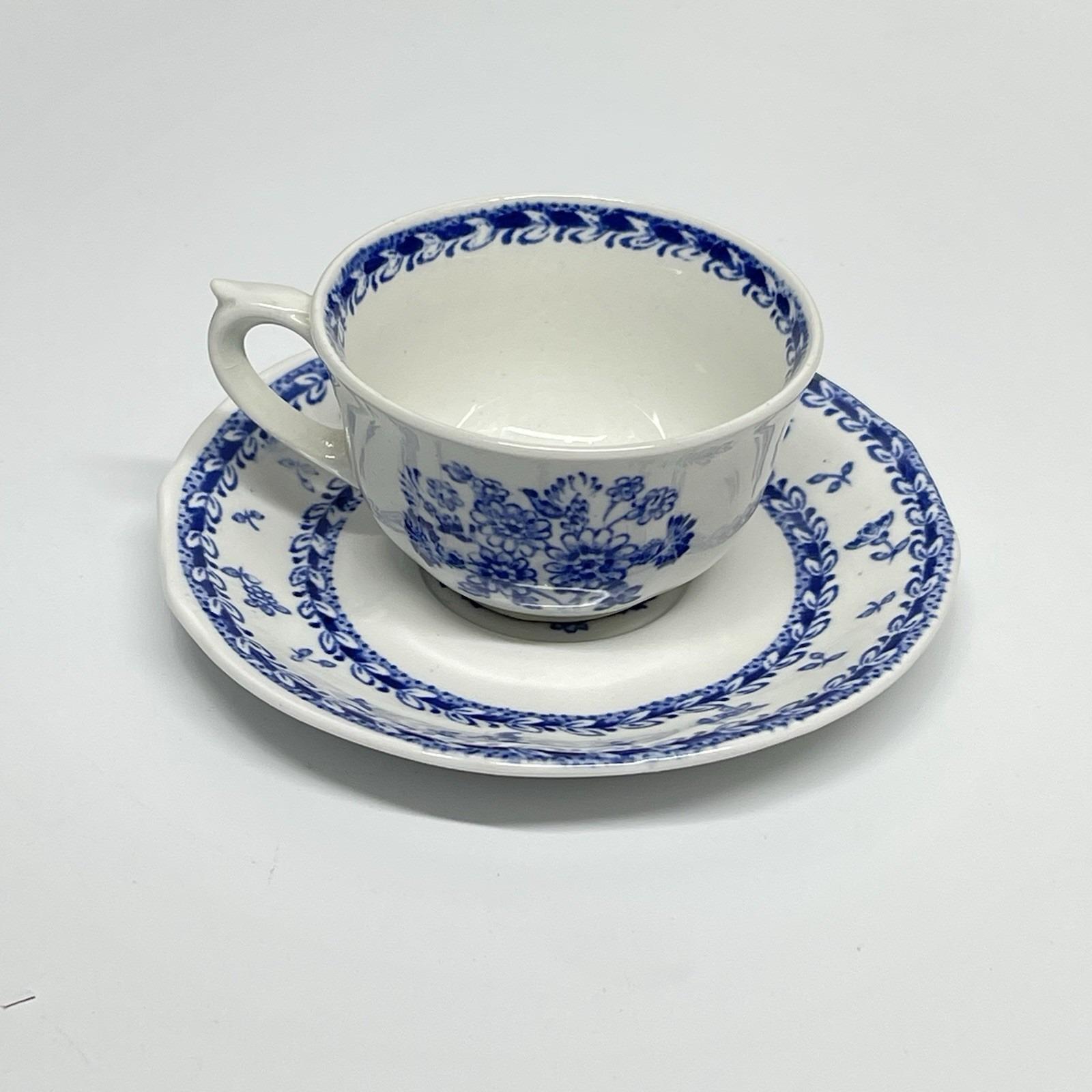 Vintage Arabia Finland Blue Finn Flowers Demitasse Cup and Saucer