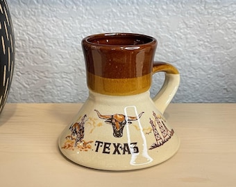 Taza de café de viaje vintage del estado de Texas, a prueba de derrames, con base ancha, diseño de vaquero y longhorn.