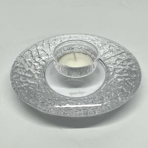 Vintage Orrefors Discus Votive Candle Holder Suecia Lars Hellsten Cristal Vidrio
