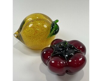 Pisapapeles decorativos de vidrio soplado estilo Murano con forma de limón y pimienta, de gran peso.