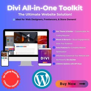 Kit de temas Divi para WordPress: Creador de sitios web, Plantilla de embudo, Acceso de por vida (Descarga digital)
