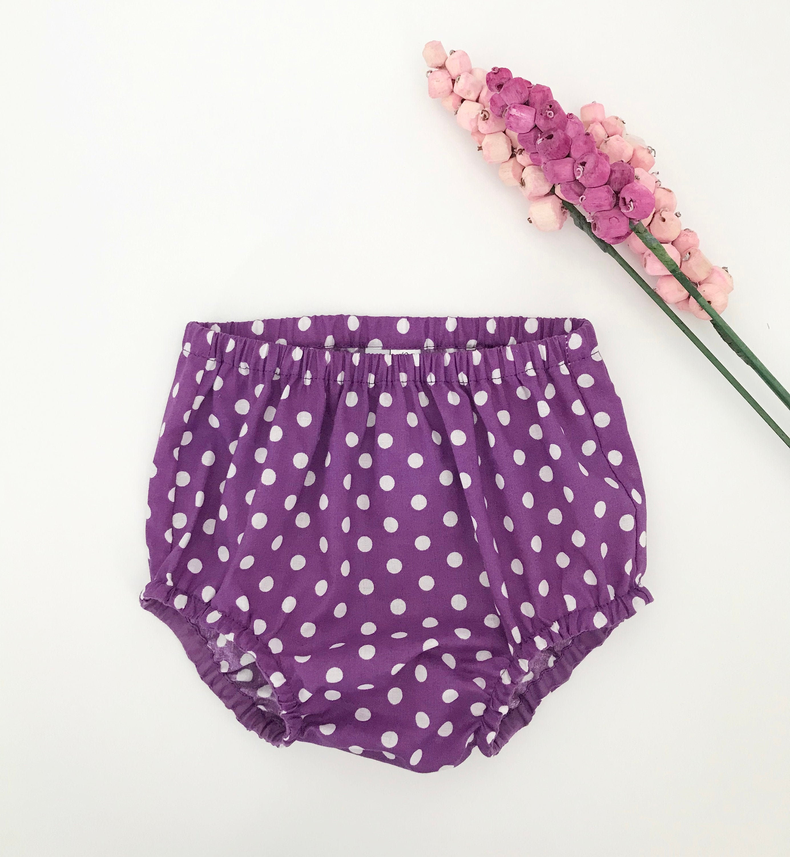 6M 12M 18M Girls Purple Polka Dot Baby Bloomers Baby Etsy
